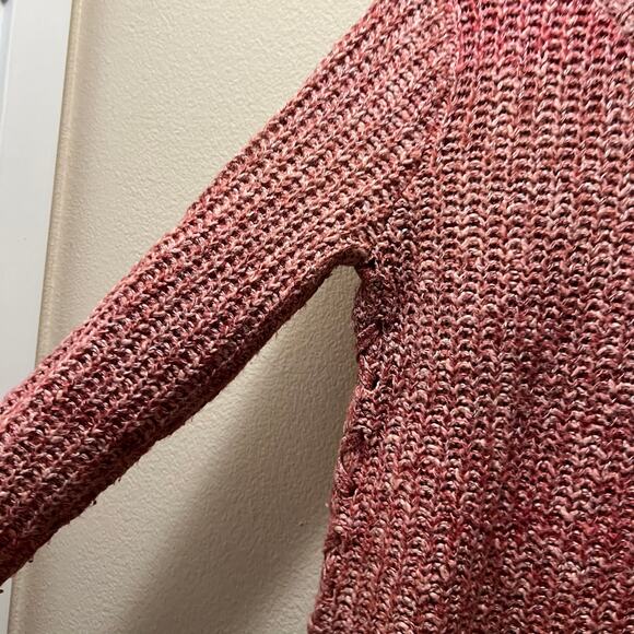 Lucky Brand Rose Pink Cotton Cable Knit Braided Sides Sweater Size Medium - Picture 5 of 8